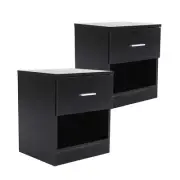 2X Bedside Table Side Storage Cabinet Nightstand Bedroom 1 Drawer 1 Shelf ELLA -
