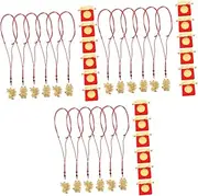 [SHINEOFI] Year of The Dragon Gold Foil Luck Pendant Cartoon Zodiac New Year Dragon Pendant Red Rope Necklace Pendant Dragon Necklace Dragon Choker Dragon Pendant Necklace Kit