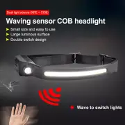 Rechargeable Band Headlight Torch Flashlight COB LED Motion Sensor Headlamp USB