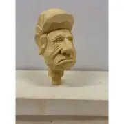 Dave Rushlo artist hand carved old man resin head with hunting hat folk art