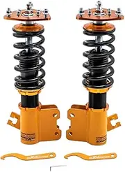 maXpeedingrods 2X Front Coilovers for Nissan S13 Silvia 240SX 200SX 180SX Sileighty 1989-1999, 24 Levels Damping Coilovers Suspension Kit, Height Adjustable Shock Absorber Lowering Kit, Gold