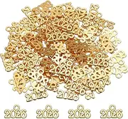 uxcell Metal Year Number Charm, Red Gold 2026 Year Charm Graduation Tassel for DIY Jewelry Making, Necklace Bracelets, Keychain, Pack of 80