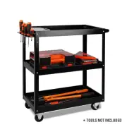 Black 3-Tier Tool Cart Trolley Toolbox Workshop Garage Storage 150KG Organizer