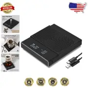 Compact Black Coffee Scale with Silicone Cover and Built-In Timer Functionality