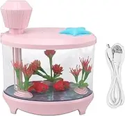 Micro Landscape Humidifier Fish Tank Modeling Ultra Sound USB Low Noise Essential Oil therapy Humidifier for Car Bedroom Study Room (ピンク)