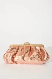 Women's Party Aida Clutch Bag in Rose Gold Sequin one size