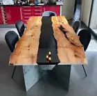 Black Epoxy Table, Custom Table, Resin River Table, Table sofa,Living room table