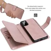 Premium Leather Wallet w/Detachable Magnetic Hard Case for Galaxy S21/Plus/Ultra