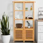 Large Wooden Bathroom Storage Cabinet Slim Cupboard Organizer w 4 Shelf & 3 Hook