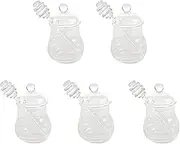 Binxind 5X Transparent Glass Honey Jar with Lid Honey Jar with Dipper, Clear, 9 Ounces