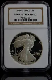 1986-2002 PF69 SILVER EAGLE ULTRA CAMEO SET OF 17 COINS
