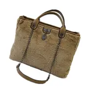 Casual Plush Single Shoulder Bag Chain Bag Ladies Handbag, Large Size (Brown)