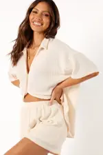 [PUP100] Bobby Knit Short Set - Beige S Beige