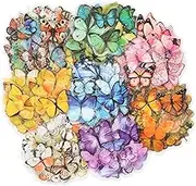 Knaid Butterfly Stickers Set (320 Pieces) Transparent Colorful Butterflies Resin Stickers Decals for Nature Scrapbook Supplies Junk Journal Bullet Journals Planners Laptops Paper Crafts