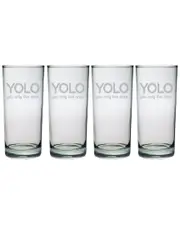 Susquehanna Glass "YOLO" Set of 4 15oz Highballs