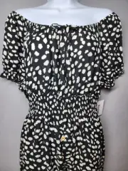 Anthropologie Kindred 3X Irregular Dot Polka Boho Maxi Dress Split Front Black