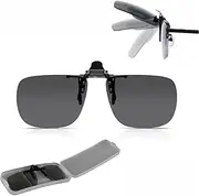 [Eliauk] Polarized Clip-on Flip Up Metal Clip Rimless Sunglasses for Men Women,Suitable for Prescription Myopia Glasses And Reading Glasses,Clip onto Over Eyeglasses,Anti-Glare,weighs only 9g,Case Included