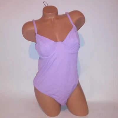 Victoria Secret One Piece Swim XL Purple Solid Low Back Sling Cup Underwire New