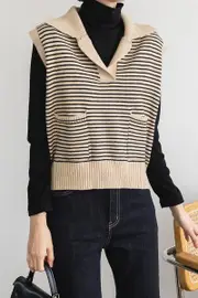 Stripes Coloration Pocket Vest