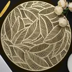Placemats Set of 8, Round Leaf Place Mats for Dining Table Hollowed-Out Press...