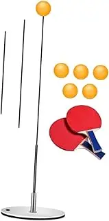 Table Tennis Training Tool Kit Ping Pong Balls Paddles Set for Kids, Adults with 6 Balls, 2 Paddles Sturdy Elastic Soft Shaft