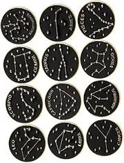 [Yardenfun] 12 Constellations Brooch Set Alloy Pin Star Sign Jewelry for Women Metal Enamel Pin Set