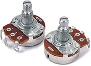 HANABASS 2Pcs Bass Potentiometer Long Knurled Split Shaft Low Friction Audio Taper for Guitar Replacement High Performance Type Ohm Potentiometers