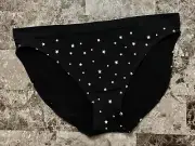 NWT VICTORIA'S SECRET BLACK SILVER SHINE STAR STRETCH SEAMLESS BIKINI PANTIES
