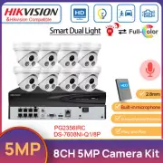 Hikvision 8CH Security CCTV System 5MP ColorVu+IR Dual Light POE IP Camera MIC