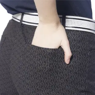 【Lynx Golf】korea女款滿版Lynx字樣印花造型D型環設計平口休閒長褲(卡其色)