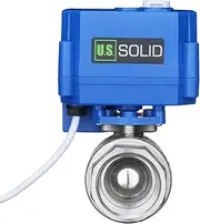 U.S. Solid Motorized Ball Valve- 1 Stainless Steel Ball Valve with Manual Function, Full Port, 9-24V AC/DC and 2 Wire Auto Return Setup by