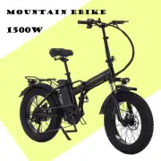 1500W Adult Mountain Ebike 20" Fat Tire Electric Bike 48V Electric Bicycle Black