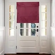 sourcing map Blackout Door Curtains, French Side Door Window Curtain for Privacy, Glass Patio Front Doors Sidelight Tie Up Shade, Wine Red, 26" x 28", 1 Panel