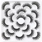Veleasha Lashes 10 Pairs Natural Fluffy False Eyelashes Soft Wispy Lashes 3D Faux Mink Lashes Pack (V06)