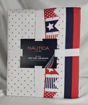 Nautica Tablecloth 60x102 Patriotic Summer Red White Blue Rectangle, Polyester