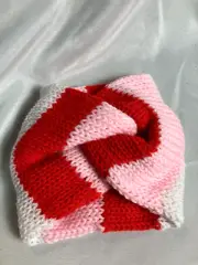 Handmade Strawberry White Knitted Acrylic Woman's Headwrap