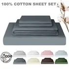 100% Cotton Sheet Sets FLAT Deep FITTED Sheet Single/KS/D/Queen King Bed Size