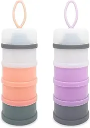 LADISO Baby Formula Dispenser, Formula Container, Portable Milk Powder Dispenser Container, Baby Feeding Travel Storage Container, Non-Spill Stackable Baby Snack Storage Container, BPA Free, 2 Packs
