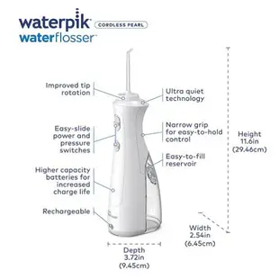 [4美國直購] Waterpik WF-13 白色 手持式 沖牙機 洗牙機 含4沖頭 WF-10 新款兩倍電池力