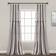 Lush Decor Linen Button Window 40"W x 84"L (Pack of 1), Grey