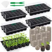 4 Pack 24-Cells Seed Starter Tray Kit Germination Tray with Humidity Dome and...