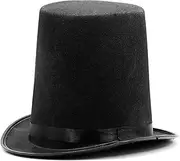 Top Hat, Top Hats For Men, Tall Black Top Hat Non Woven Fabric Top Hats for Men Formal Magician Hat Showman Party Hats for Butler Novelty Halloween Costume Accessory