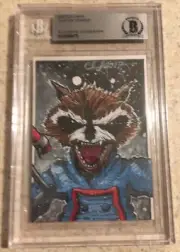 Rocket Raccoon Guardians Of The Galaxy Original Art Sketch Card Beckett BAS 1/1