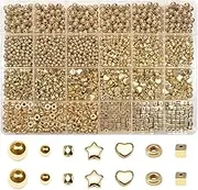 CCINEE Bracelet Necklace Beads, 6 Styles Gold Flat Tones Round Star and Heart DIY Jewelry Accessories (3600pieces)