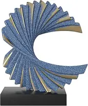 Paytonture Ocean Wave Sculpture Modern Funky Sea Ornament, Resin Statue Home Decor Abstract Office Desk Shelf Accents for Men (Dark Blue)