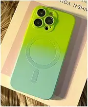 Faneiy for iPhone 14 Pro Case Magnetic Gradient Color Slim Silicone Soft Cute Phone Case with Full Camera Protector Shockproof Cover Green Blue