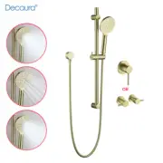 Decaura Shower Rail Set Hand Held Shower Head on Sliding Bar Taps Brushed Gold
