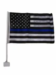 (2 Pack) USA Thin Blue Line 12" x 18" Car Flag Double Sided Police Lives Matter