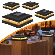 4 Pack Solar Post Cap Light Outdoor Fence Cap Lights 2 Color Modes 24 LEDs fo...