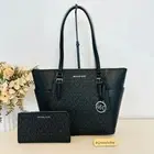 NWT Michael Kors Purse & wallet Charlotte Tote shoulder bag black signature MK